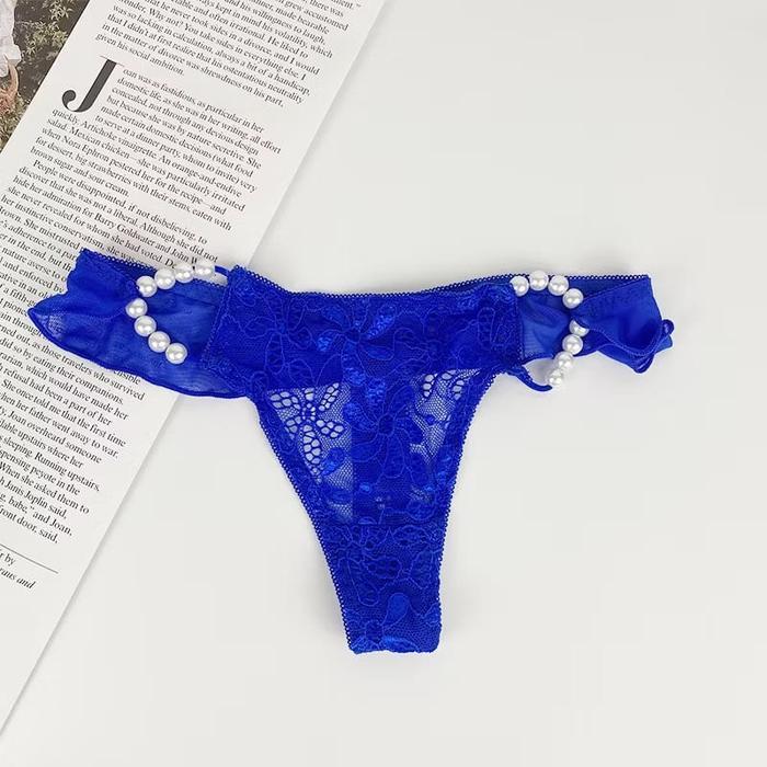 G String Thong Celana Dalam Sexy WANITA G String Pearl Mutiara - Putih