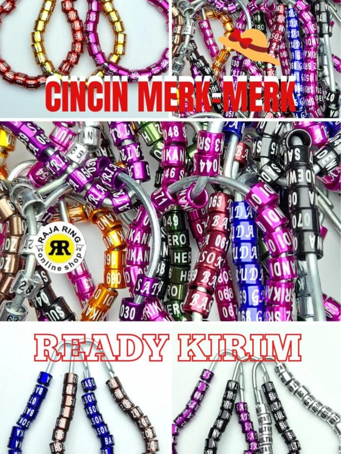 CINCIN READY STOCK MERK CAMPUR ,Kenari Lovebird Perkutut Merpati,dll Bahan Aluminium Warna Variasi R
