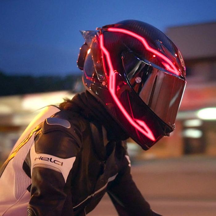 2Pcs Helm Lampu Led Sein Strip Tahan Air Untuk Motor Universal Led Helmet - Safety Warning Malam Set