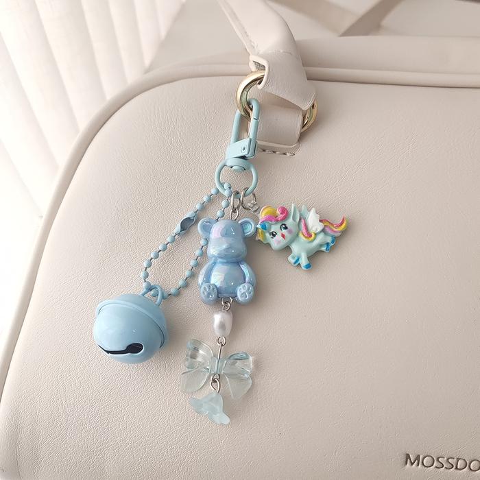 Bag Charm Unicorn Bear Mini Gantungan Tas Kuda Poni Kecil Gantungan Lonceng Klinting Klinting Bunyi