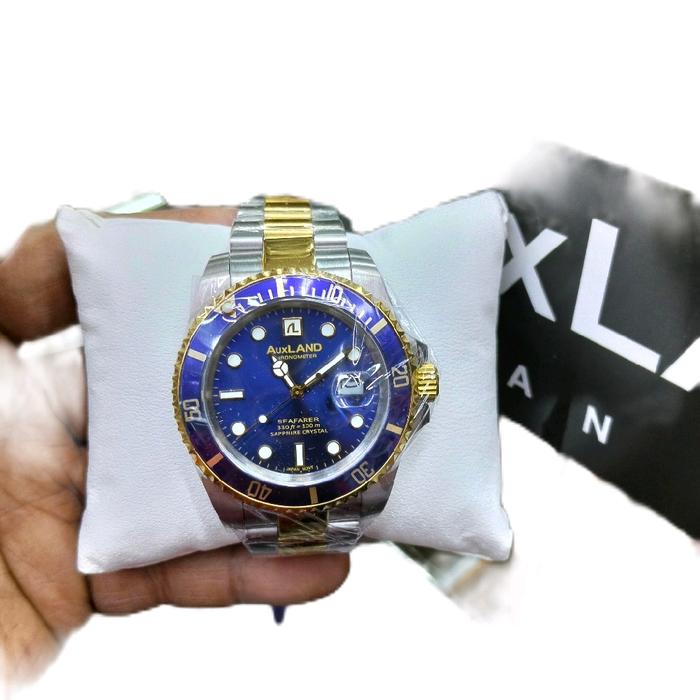 AUXLAND Jam Tangan Pria Stainlistil Original Tahan Air Model Keren Sporty dengan Box Kayu Jati Minim
