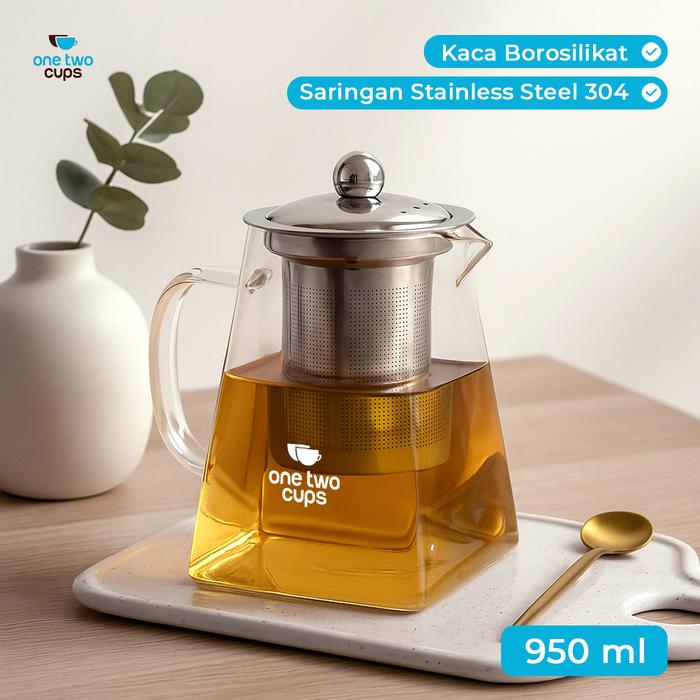 Mtos Jakarta - Teko Teh Kaca Borosilikat | Teapot Saringan Panas | Alat Seduh Teh