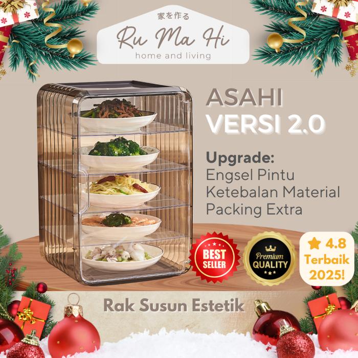 READY RUMAHI -ASAHI Lemari Penyimpan Lauk Tingkat Penyimpanan Makanan Susun Tudung Saji Kue Roti Cem
