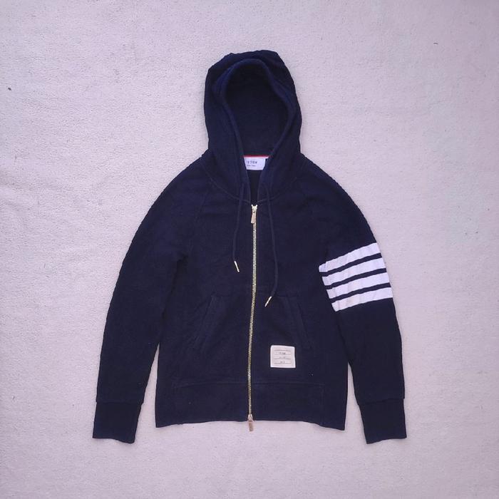 TB Thom Classic 4 Bar Full Zip Hoodie Navy