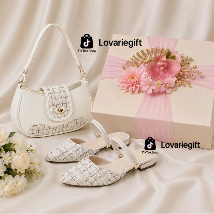 Seserahan Hantaran Tas Sandal & Parfum Roll Wanita | Paket Hantaran Pernikahan Lamaran