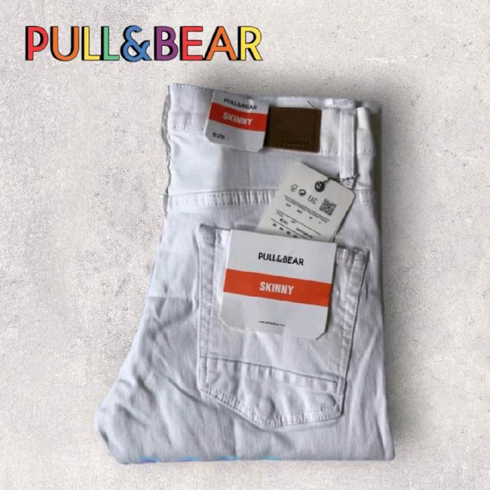 CELANA JEANS PRIA PULL&BEAR SKINNY STRECH PUTIH BERSIH/CELANA JEANS SKINNY PULL&BEAR PUTIH BERSIH/CE