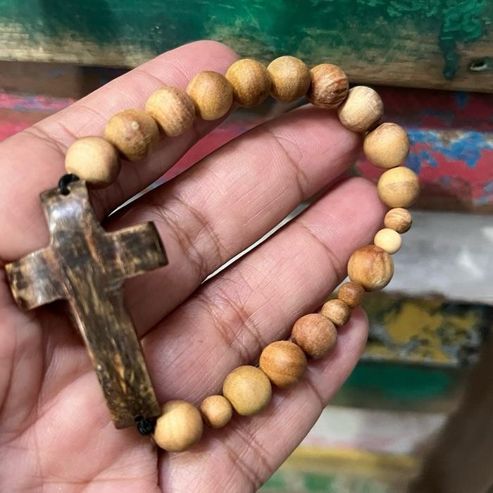 Gelang Rosario Cendana Salib Gaharu Bracelets Kayu Cendana Asli NTt Grade Murni Super Aroma rosario 