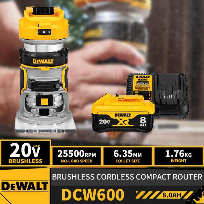 DEWALT DCW600 Kit Brushless Cordless Router Electric Trimmer Depth