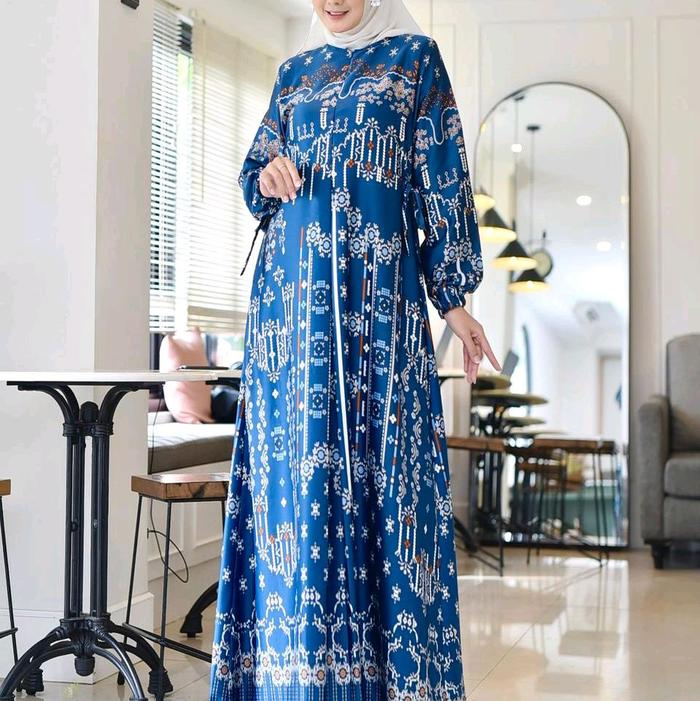 Gamis Sonya bahan silk motif bunga terlaris/gamis wanita ukuran jumbo LD 110 Ld 120 smpai LD 130/gam