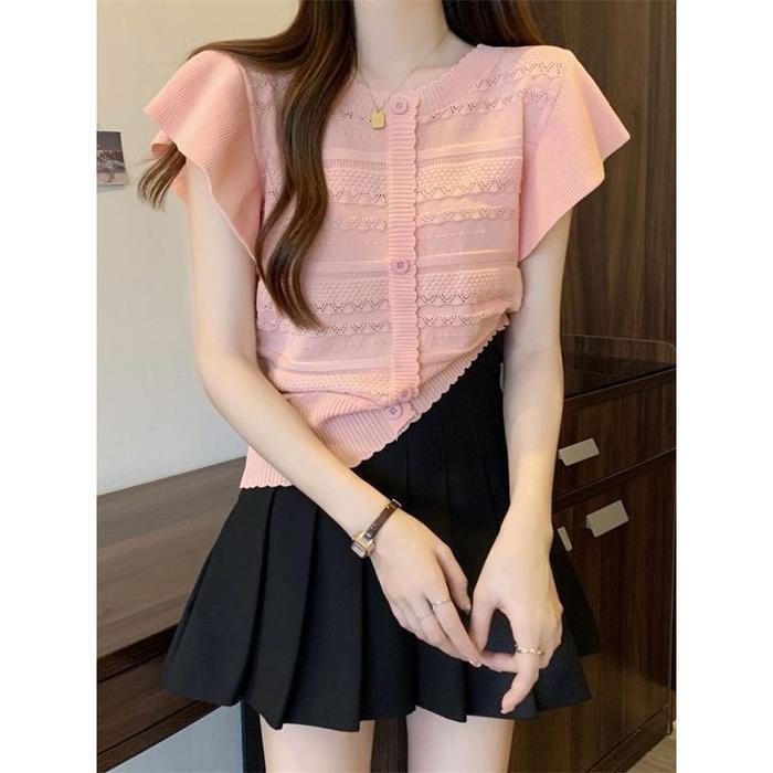 Atasan knit Lengan Pendek - Blouse Wanita Lengan Pendek (A337) Baju Top Crop