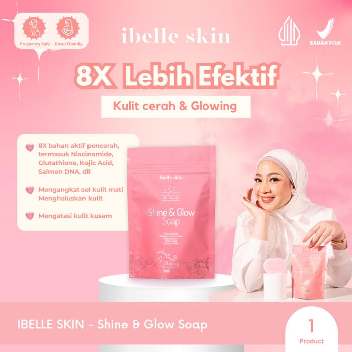 (1 PCS) Sabun Mandi Pemutih Badan – Shine & Glow Soap | Niacinamide, Glutathione & Kojic Acid – IBEL