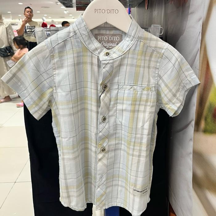 PITO DITO Kemeja Kera Koko Pito Dito Boy Original Plaid Design untuk Anak Laki-laki