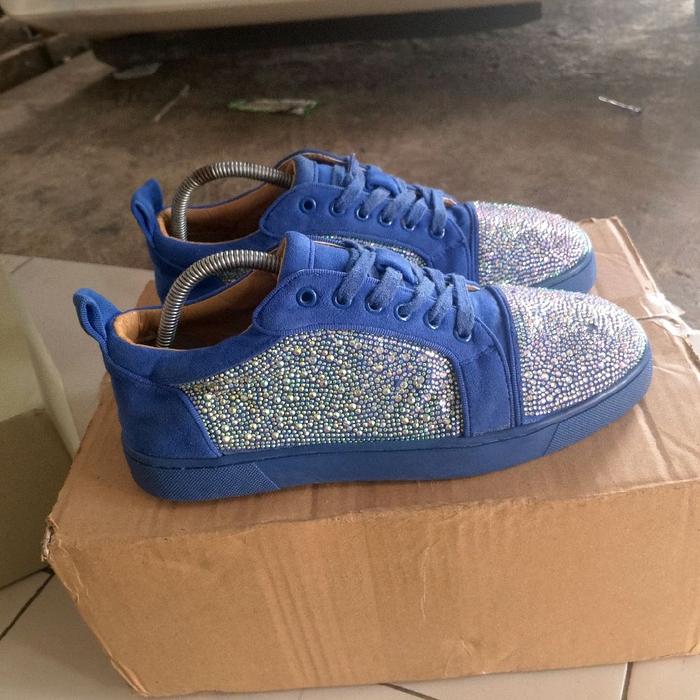 sepatu second branded cristian louboutin blue louis orlato size 40.5 minus lost tag