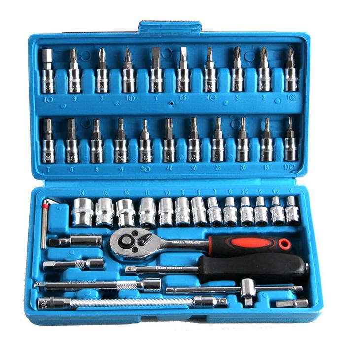 46pcs/set Chromium Vanadium Steel Combination Repair Wrench Socket