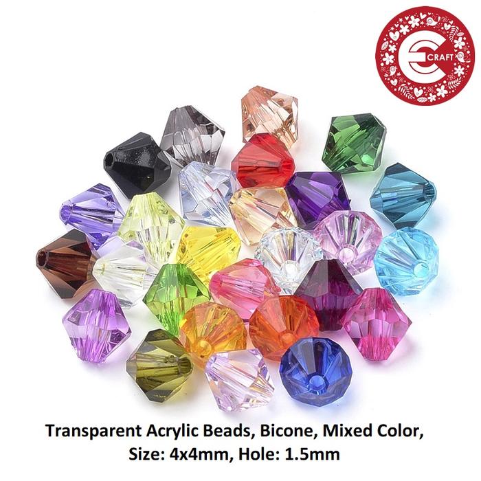 MANIK MOTE AKRILIK BICONE BENING TRANSPARAN 4MM/6MM