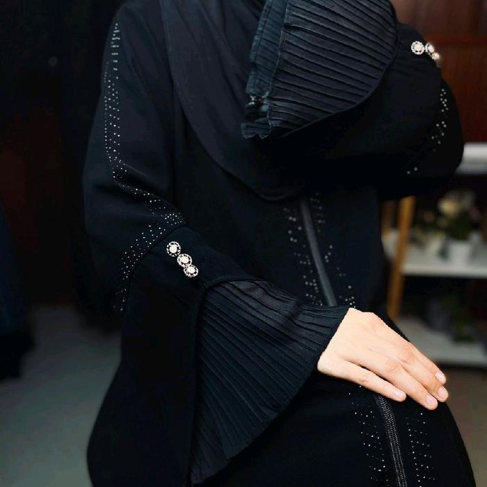 Abaya Aisyah Princess Arabian Super Jetblack 2in1 Gamis Muslimah Premium by Binsal Butik