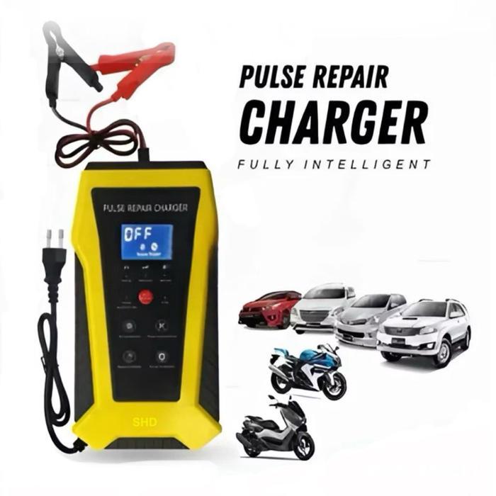 Charger Aki Portable Battery 12V 6A / Charger Aki Motor Mobil LED Adaptor Cas Aki 12V 6A