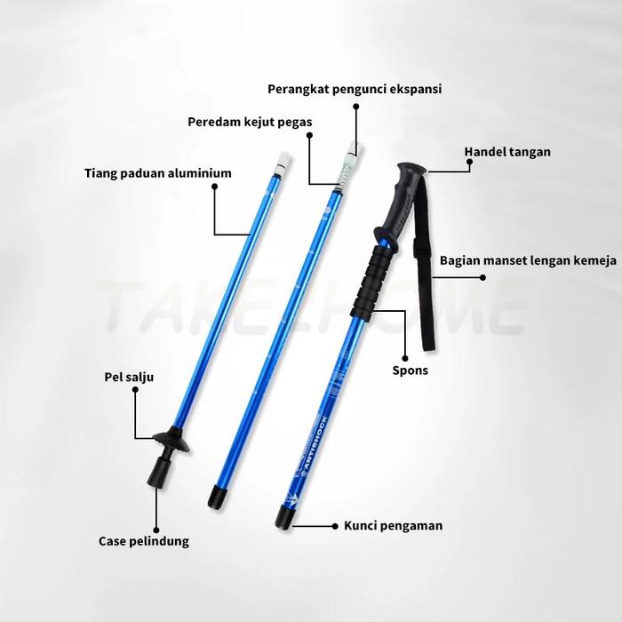 Tongkat Hiking Trekking Pole/Tracking Pole Adjustable Tongkat Gunung/Tracking Pole