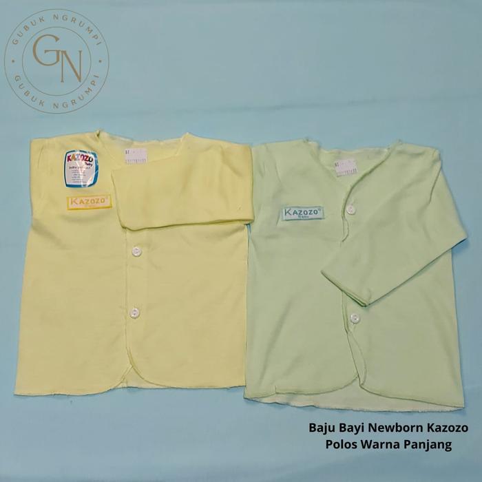 [ Isi 3pcs ] Atasan Baju Baby Newborn Lengan Panjang Kazozo - Polos Warna - Unisex - Bahan Katun