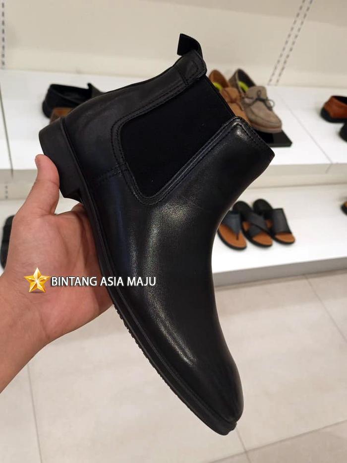 SEPATU BOOT KULIT OBERMAIN PRIA FORMAL BRANDED ORIGINAL HITAM OM10