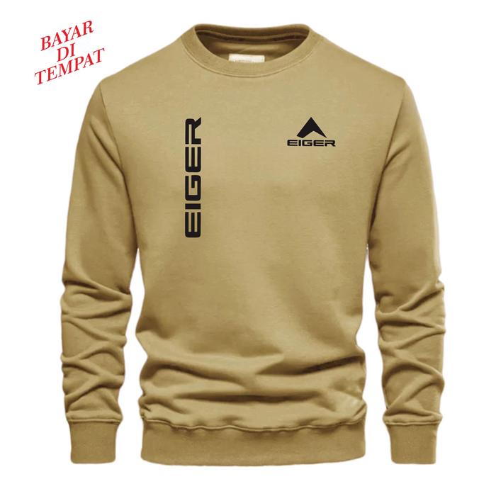 Sweater Crewneck Distro Unisex Cream Quality Premium Flace Panjang Tebal Sweatshirt Pria Keren Jaket