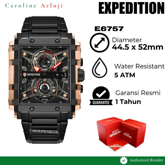ORIGINAL Jam Tangan Pria Expedition E6757 / E 6757 Garansi Resmi Rantai Kulit
