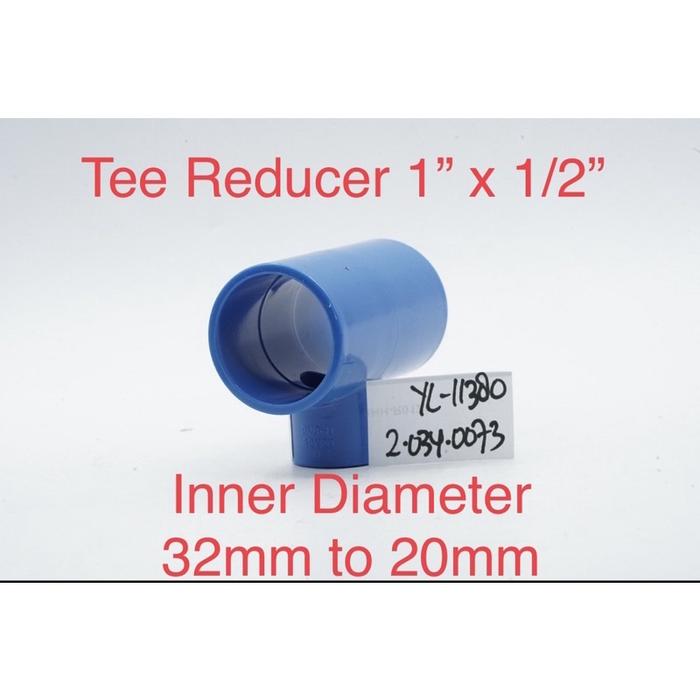 Blue Vlok Tee PVC 1” x 1/2” Reducer Overlop T Inner Diameter 32mm to 20mm Connector Joint Garden Irr