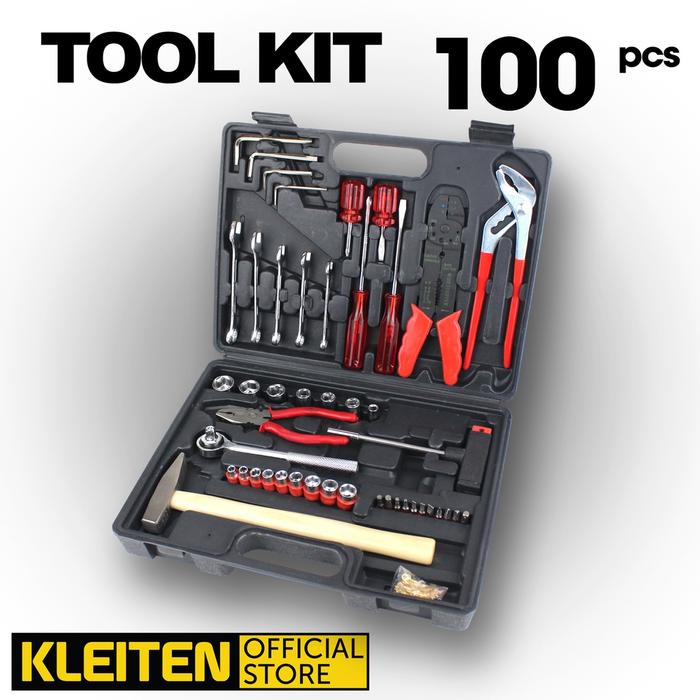 Tool Kit Set 100 Pcs - Toolkit Set - Tools Kit Koper Lengkap - Alat Reparasi - Alat Pertukangan Set 