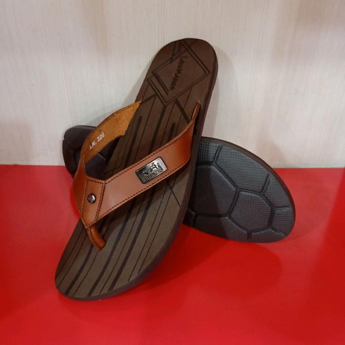 Leo Marco Sandal Kulit Pria LN326 Warna Tan Ukuran 38-42 Desain Elegan dan Nyaman