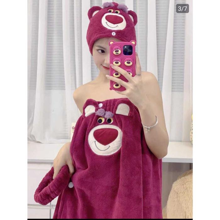 Handuk Mandi Karakter Lucu Set 3pcs/Handuk Wajah Lotso | Kuromi | WinnieThePooh | Handoyon/Handuk Mi