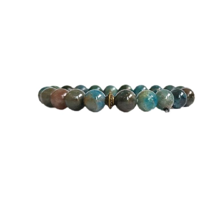 Magus- Gelang Batu Apatite Asli Karet Elastis Grade AAA 8mm Custom Batu & Ukuran Handmade Spiritual