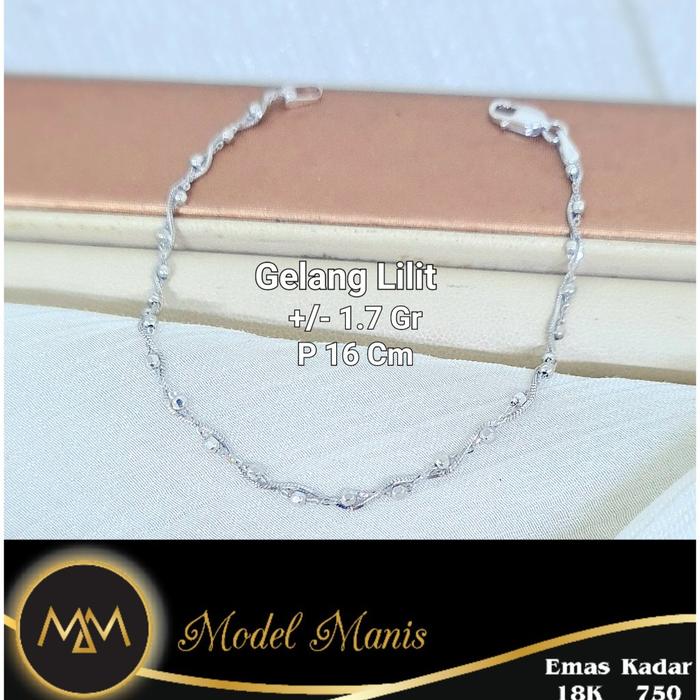 Gelang Jedar lilit Italy emas putih dan rose gold kadar si 750 18k