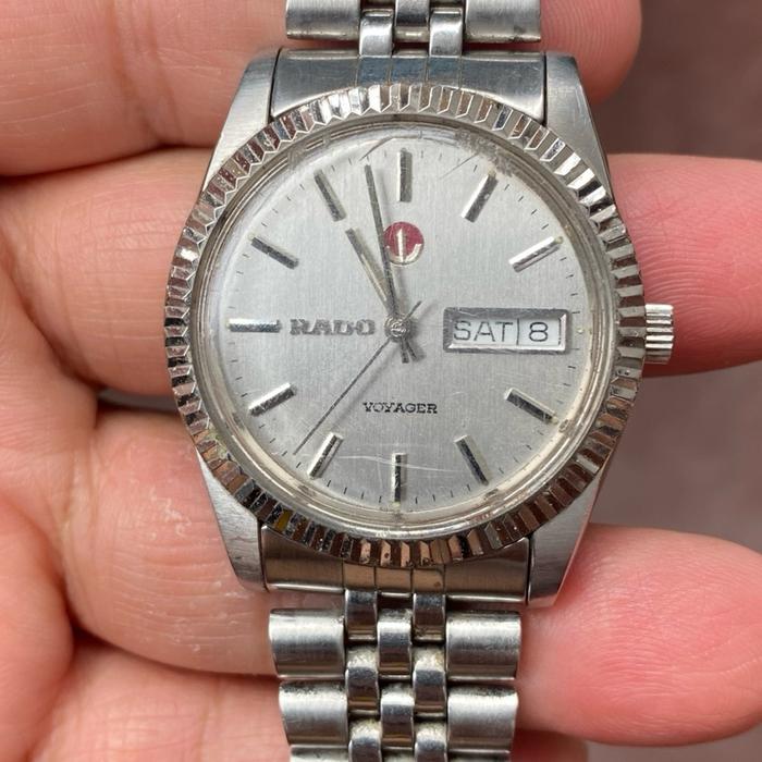 Rado Jam Tangan Voyager Day Date Model President Full Original Unit Only Diameter 38mm Berikut Crown