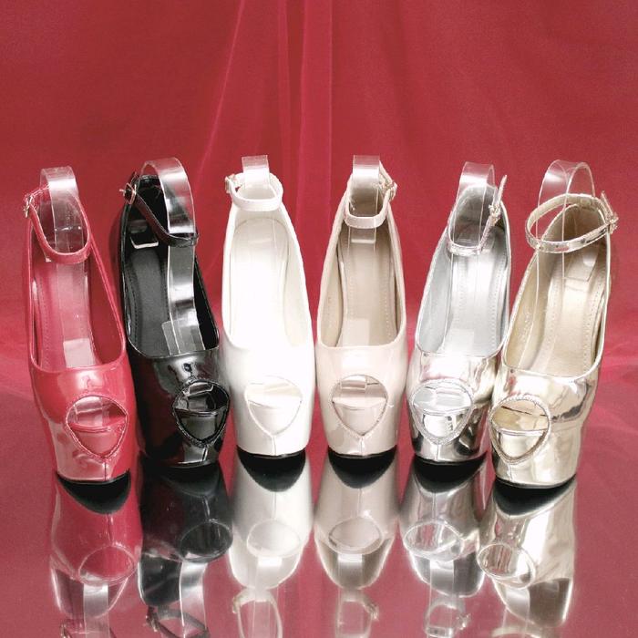 Sepatu Wanita MMS #9 'Classy' glossy pump high heels import 17cm fashion shoes
