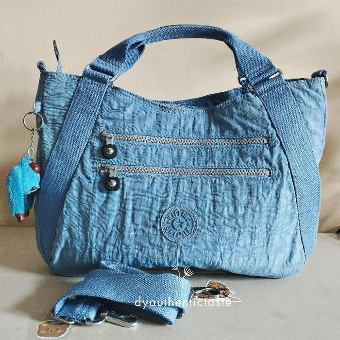 Kipling Tas Selempang Wanita Authentic VGC Handbag Sling Biru Jeans dengan Desain Zipper dan Tali Ba
