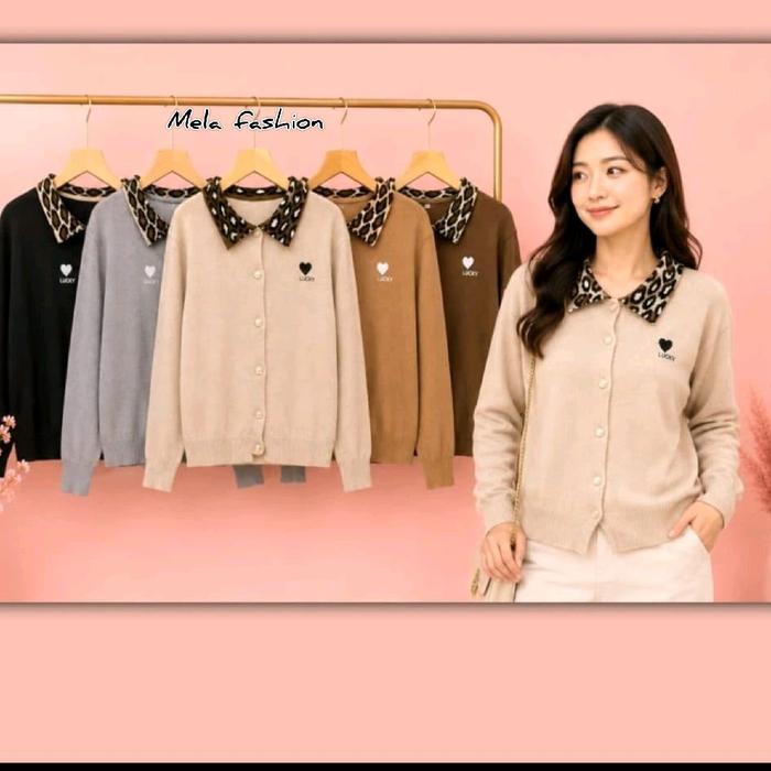 Mela - Blouse Rajut Kerah Macan Premium