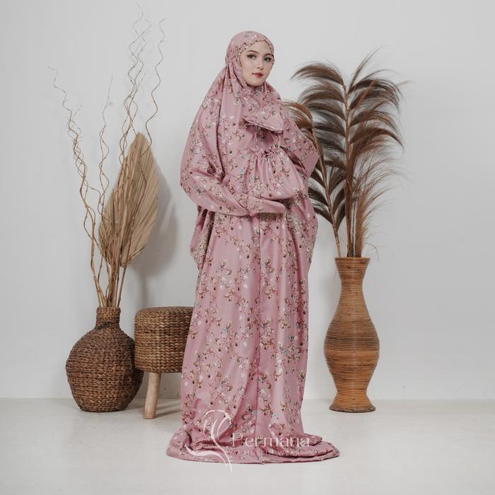 MEDINA - Mukena Terusan Dewasa Azella Series Katun Motif Premium Traveling Cantik - Muslim, Panjang,