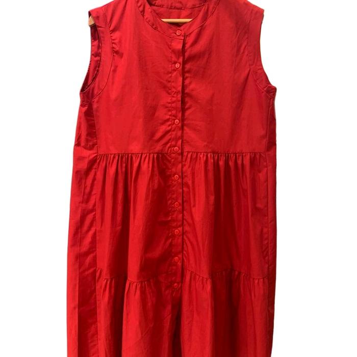 Dress wanita katun susu kutung depan kancing