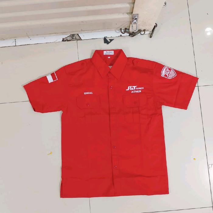 kemeja j&t express baju jnt express merah full bordir