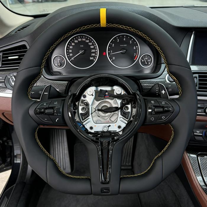 Yellow Stitching Steering Wheel For BMW F07 F12 F40 F80 E36 E39 E70 E87 E90 E92 E93 230i 440i M5 M6