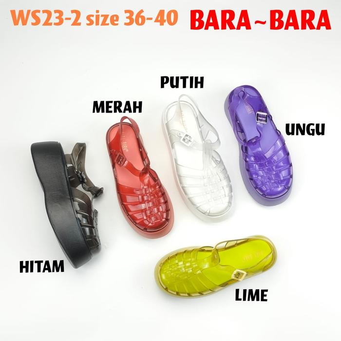 WS23-2 BARA BARA ORIGINAL jelly sandal tali gladiator karet wedges barabara sendal import cewek Wani