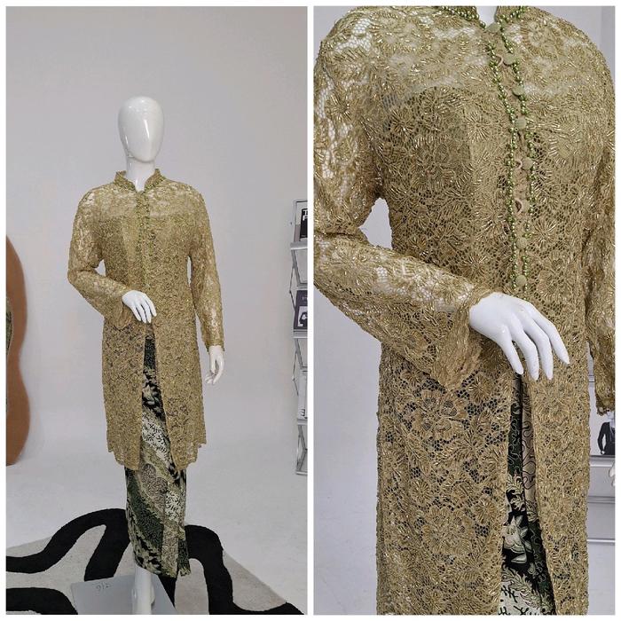 Kebaya Ibu Pengantin / Ibu Besan Modern Hijau kebaya Wanita Panjang