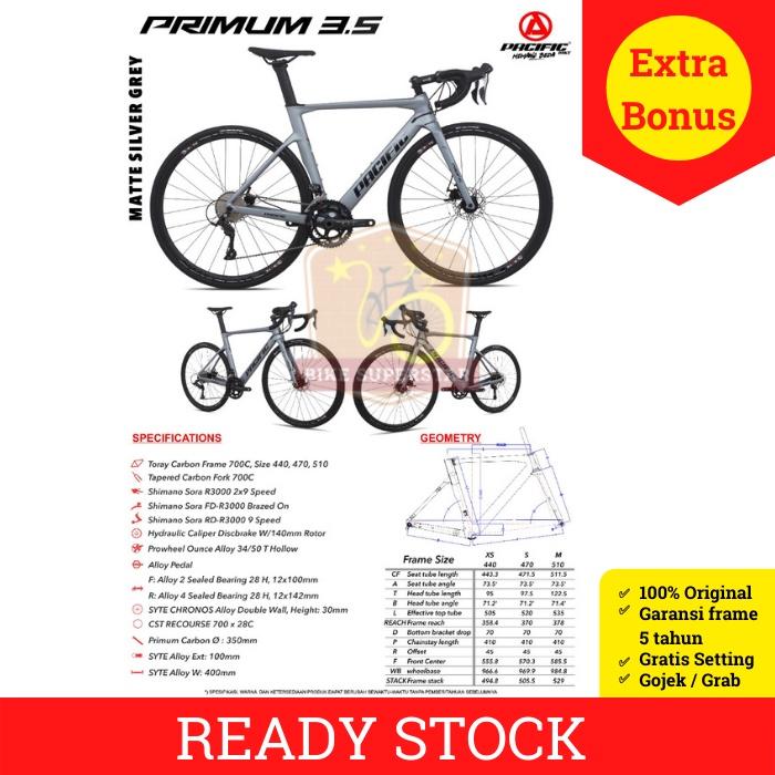 (COD) SEPEDA BALAP ROAD BIKE PACIFIC PRIMUM 3.5 SHIMANO SORA 2 X 9 SPEED KASKADA Outdoor Portable