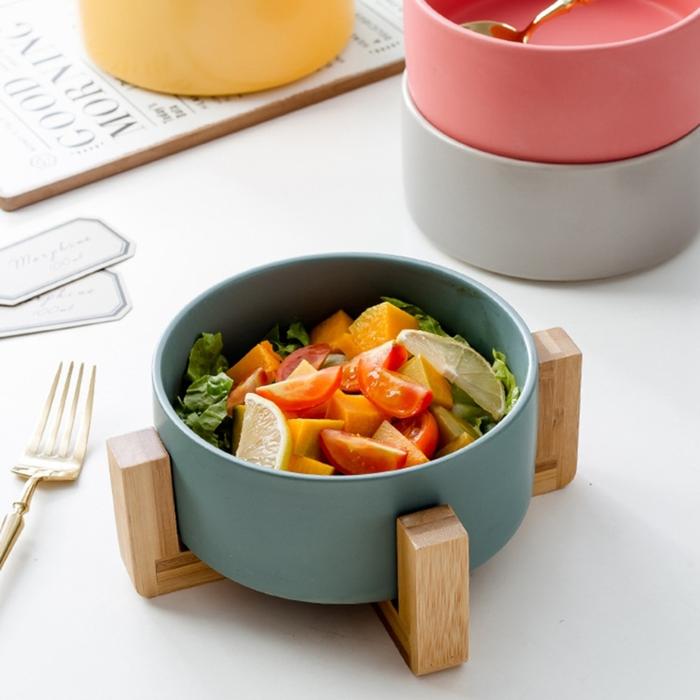 CeramicSalad Bowl Fruits Bowl With Stand Dessert Bowl CeramicCat Bowl