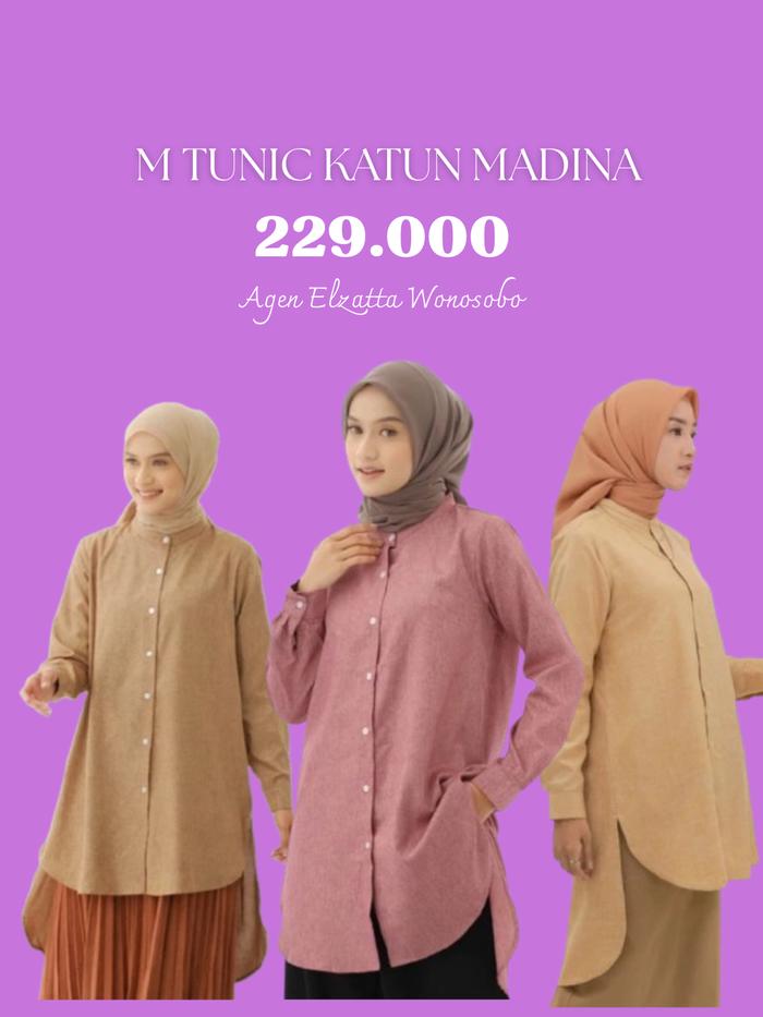 Dauky Tunik Katun Wanita Polos M Tunic Katun Madina Tunik Wanita Bahan Katun Motif Polos