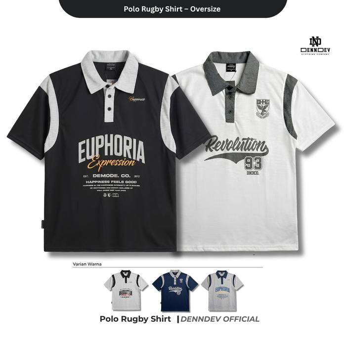 DENNDEV - Polo Rugby Shirt Oversize Cotton 20s - Vintage Rugby Shirt Unisex Streetwear