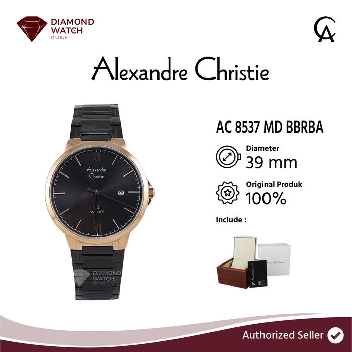 Alexandre Christie Classic AC 8537 MD BBRBA 39mm/7mm Men Black Dial Black Stainless Steel Strap
