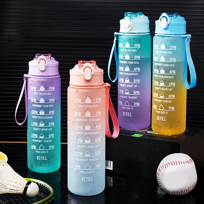 Botol Minum Motivasi Portabel Gradien Beku 2000ML + 800ML