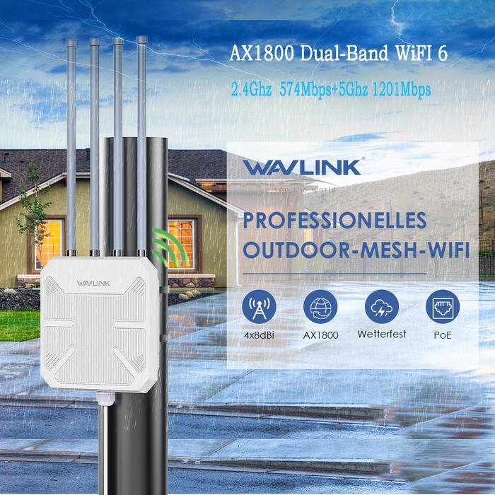 WAVLINK AERIAL HD6 WiFi 6 AX1800 Dual-Band 2.4GHhz 5GHz Long Range