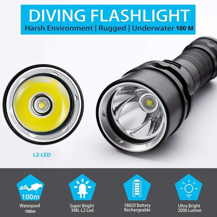 L2 LED Light With Hand Rope Super Bright Scuba Dive Lamp